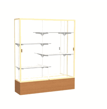 Reliant Carmel Oak case, Mirror Back w/ Champagne aluminum frame finish, 72"H x 60"W x 16"D - Click to enlarge