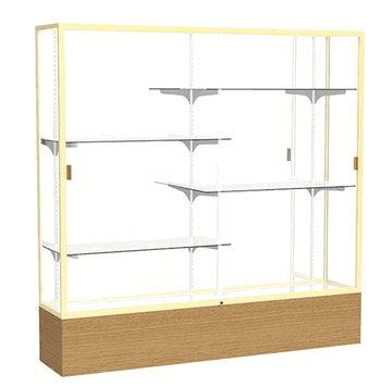 Reliant Carmel Oak case, Mirror Back w/ Champagne aluminum frame finish, 72"H x 72"W x 16"D - Click to enlarge