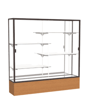 Reliant Carmel Oak case, Mirror Back w/ Dark Bronze aluminum frame finish, 72"H x 72"W x 16"D - Click to enlarge