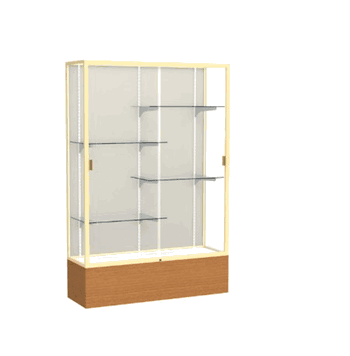 Reliant Carmel Oak case, Plaque Fabric Back w/ Champagne aluminum frame finish, 72"H x 48"W x 16"D - Click to enlarge