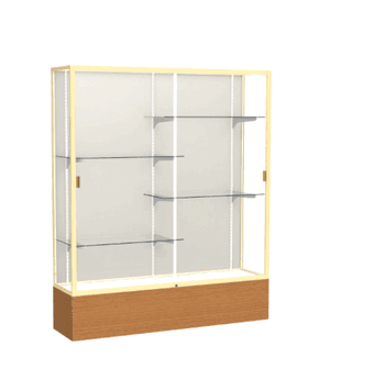 Reliant Carmel Oak case, Plaque Fabric Back w/ Champagne aluminum frame finish, 72"H x 60"W x 16"D - Click to enlarge