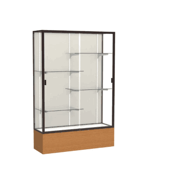 Reliant Carmel Oak case, Plaque Fabric Back w/ Dark Bronze aluminum frame finish, 72"H x 48"W x 16"D - Click to enlarge
