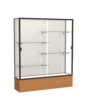 Reliant Carmel Oak case, Plaque Fabric Back w/ Dark Bronze aluminum frame finish, 72"H x 60"W x 16"D - Click to enlarge