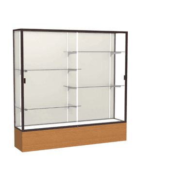 Reliant Carmel Oak case, Plaque Fabric Back w/ Dark Bronze aluminum frame finish, 72"H x 72"W x 16"D - Click to enlarge