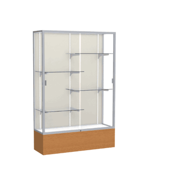 Reliant Carmel Oak case, Plaque Fabric Back w/ Satin Natural aluminum frame finish, 72"H x 48"W x 16"D - Click to enlarge