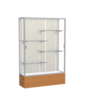 Reliant Carmel Oak case, Plaque Fabric Back w/ Satin Natural aluminum frame finish, 72"H x 48"W x 16"D - Click to enlarge