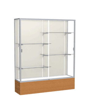Reliant Carmel Oak case, Plaque Fabric Back w/ Satin Natural aluminum frame finish, 72"H x 60"W x 16"D - Click to enlarge