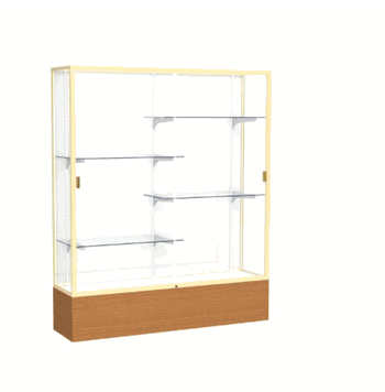 Reliant Carmel Oak case, White Laminate Back w/ Champagne aluminum frame finish, 72"H x 60"W x 16"D - Click to enlarge