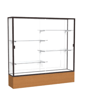 Reliant Carmel Oak case, White Laminate Back w/ Dark Bronze aluminum frame finish, 72"H x 72"W x 16"D - Click to enlarge