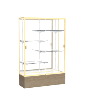 Reliant Driftwood Oak case, Mirror Back w/ Champagne aluminum frame finish, 72"H x 48"W x 16"D - Click to enlarge