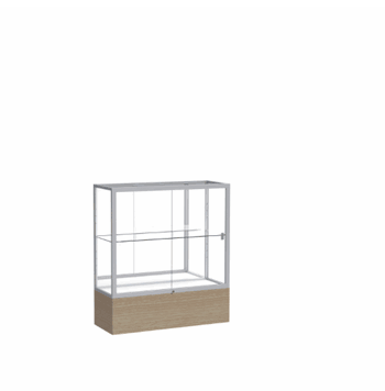 Reliant Driftwood Oak case, Mirror Back w/ Satin Natural aluminum frame finish, 40"H x 36"W x 14"D - Click to enlarge