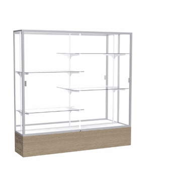 Reliant Driftwood Oak case, Mirror Back w/ Satin Natural aluminum frame finish, 72"H x 72"W x 16"D - Click to enlarge