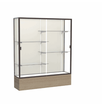 Reliant Driftwood Oak case, Plaque Fabric Back w/ Dark Bronze aluminum frame finish, 72"H x 60"W x 16"D - Click to enlarge