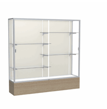 Reliant Driftwood Oak case, Plaque Fabric Back w/ Satin Natural aluminum frame finish, 72"H x 72"W x 16"D - Click to enlarge