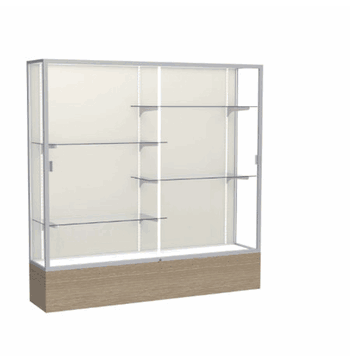 Reliant Driftwood Oak case, Plaque Fabric Back w/ Satin Natural aluminum frame finish, 72"H x 72"W x 16"D - Click to enlarge