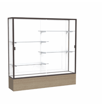 Reliant Driftwood Oak case, White Laminate Back w/ Dark Bronze aluminum frame finish, 72"H x 72"W x 16"D - Click to enlarge