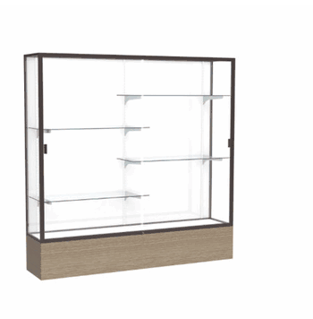 Reliant Driftwood Oak case, White Laminate Back w/ Dark Bronze aluminum frame finish, 72"H x 72"W x 16"D - Click to enlarge