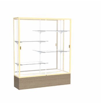 Reliant Driftwood Oak Vinyl case, Mirror Back w/ Champagne aluminum frame finish, 72"H x 60"W x 16"D - Click to enlarge