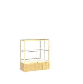 Reliant Light Oak Vinyl case, Mirror Back w/ Champagne aluminum frame finish, 40"H x 36"W x 14"D - Click to enlarge