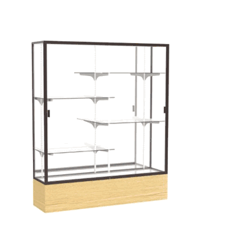 Reliant Light Oak Vinyl case, Mirror Back w/ Dark Bronze aluminum frame finish, 72"H x 60"W x 16"D - Click to enlarge