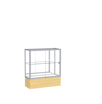 Reliant Light Oak Vinyl case, Mirror Back w/ Satin Natural aluminum frame finish, 40"H x 36"W x 14"D - Click to enlarge