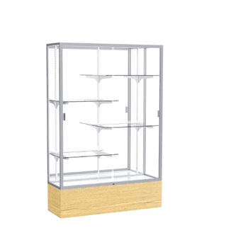 Reliant Light Oak Vinyl case, Mirror Back w/ Satin Natural aluminum frame finish, 72"H x 48"W x 16"D - Click to enlarge