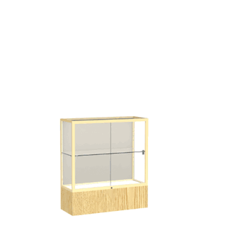 Reliant Light Oak Vinyl case, Plaque Fabric Back w/ Champagne aluminum frame finish, 40"H x 36"W x 14"D - Click to enlarge