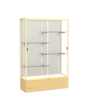 Reliant Light Oak Vinyl case, Plaque Fabric Back w/ Champagne aluminum frame finish, 72"H x 48"W x 16"D - Click to enlarge