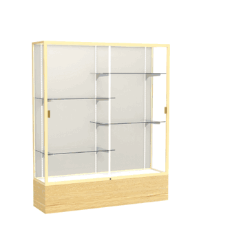 Reliant Light Oak Vinyl case, Plaque Fabric Back w/ Champagne aluminum frame finish, 72"H x 60"W x 16"D - Click to enlarge