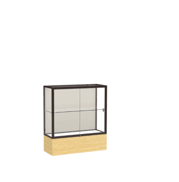 Reliant Light Oak Vinyl case, Plaque Fabric Back w/ Dark Bronze aluminum frame finish, 40"H x 36"W x 14"D - Click to enlarge