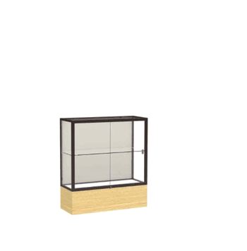 Reliant Light Oak Vinyl case, Plaque Fabric Back w/ Dark Bronze aluminum frame finish, 40"H x 36"W x 14"D - Click to enlarge