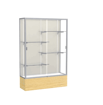 Reliant Light Oak Vinyl case, Plaque Fabric Back w/ Satin Natural aluminum frame finish, 72"H x 48"W x 16"D - Click to enlarge