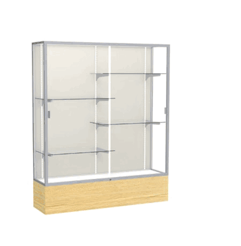 Reliant Light Oak Vinyl case, Plaque Fabric Back w/ Satin Natural aluminum frame finish, 72"H x 60"W x 16"D - Click to enlarge