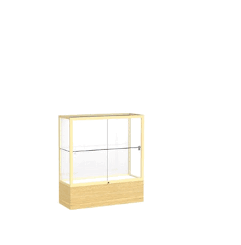 Reliant Light Oak Vinyl case, White Laminate Back w/ Champagne aluminum frame finish, 40"H x 36"W x 14"D - Click to enlarge