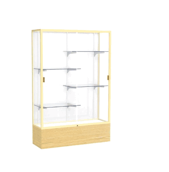 Reliant Light Oak Vinyl case, White Laminate Back w/ Champagne aluminum frame finish, 72"H x 48"W x 16"D - Click to enlarge