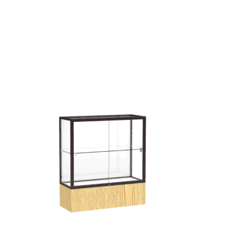 Reliant Light Oak Vinyl case, White Laminate Back w/ Dark Bronze aluminum frame finish, 40"H x 36"W x 14"D - Click to enlarge