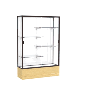 Reliant Light Oak Vinyl case, White Laminate Back w/ Dark Bronze aluminum frame finish, 72"H x 48"W x 16"D - Click to enlarge