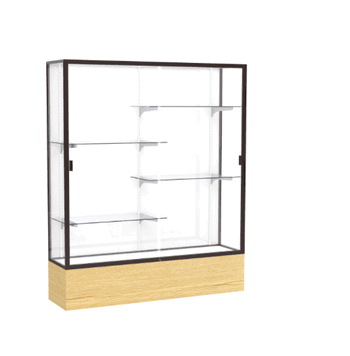 Reliant Light Oak Vinyl case, White Laminate Back w/ Dark Bronze aluminum frame finish, 72"H x 60"W x 16"D - Click to enlarge