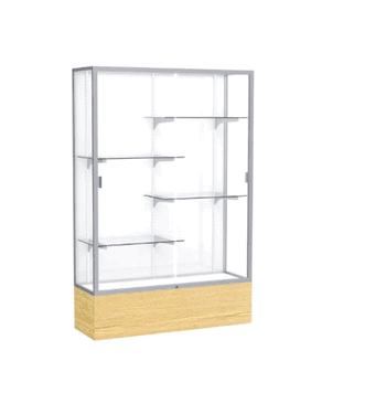 Reliant Light Oak Vinyl case, White Laminate Back w/ Satin Natural aluminum frame finish, 72"H x 48"W x 16"D - Click to enlarge