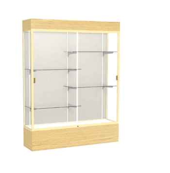 Reliant Lighted Light Oak Vinyl case, Plaque Fabric Back w/ Champagne aluminum frame finish, 80"H x 60"W x 16"D - Click to enlarge