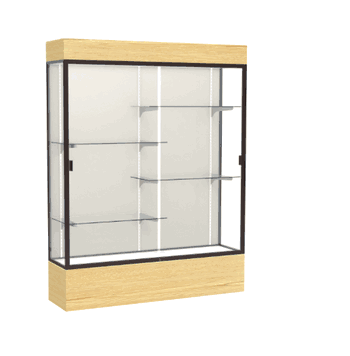 Reliant Lighted Light Oak Vinyl case, Plaque Fabric Back w/ Dark Bronze aluminum frame finish, 80"H x 60"W x 16"D - Click to enlarge