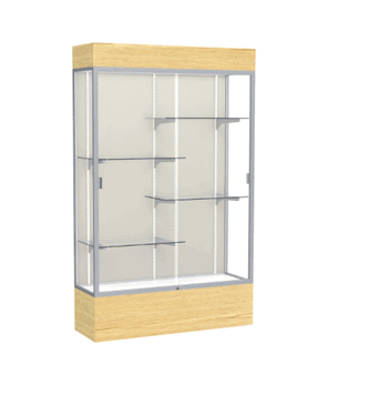 Reliant Lighted Light Oak Vinyl case, Plaque Fabric Back w/ Satin Natural aluminum frame finish, 80"H x 48"W x 16"D - Click to enlarge