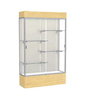 Reliant Lighted Light Oak Vinyl case, Plaque Fabric Back w/ Satin Natural aluminum frame finish, 80"H x 48"W x 16"D - Click to enlarge