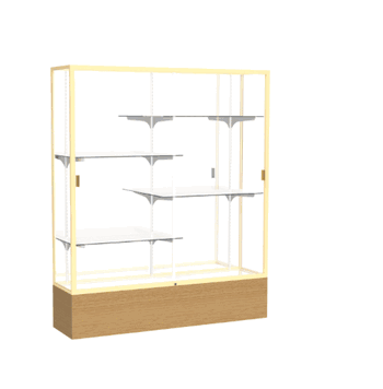 Reliant Natural Oak case, Mirror Back w/ Champagne aluminum frame finish, 72"H x 60"W x 16"D - Click to enlarge