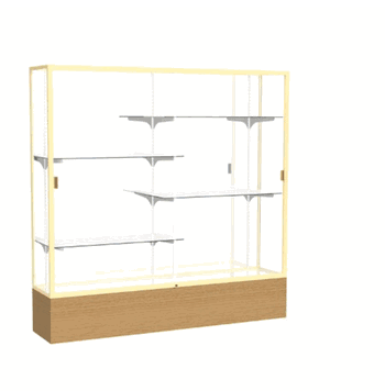 Reliant Natural Oak case, Mirror Back w/ Champagne aluminum frame finish, 72"H x 72"W x 16"D - Click to enlarge