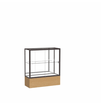 Reliant Natural Oak case, Mirror Back w/ Dark Bronze aluminum frame finish, 40"H x 36"W x 14"D - Click to enlarge