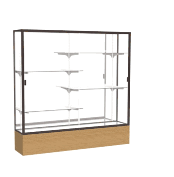 Reliant Natural Oak case, Mirror Back w/ Dark Bronze aluminum frame finish, 72"H x 72"W x 16"D - Click to enlarge