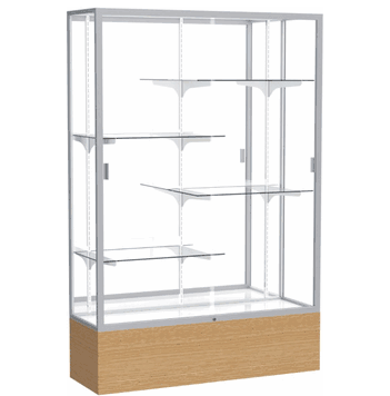 Reliant Natural Oak case, Mirror Back w/ Satin Natural aluminum frame finish, 72"H x 48"W x 16"D - Click to enlarge