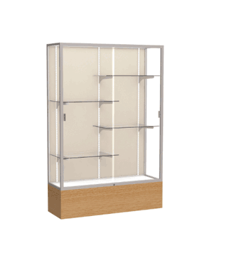 Reliant Natural Oak case, Plaque Fabric Back w/ Satin Natural aluminum frame finish, 72"H x 48"W x 16"D - Click to enlarge