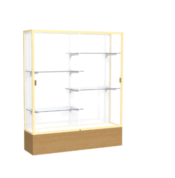 Reliant Natural Oak case, White Laminate Back w/ Champagne aluminum frame finish, 72"H x 60"W x 16"D - Click to enlarge